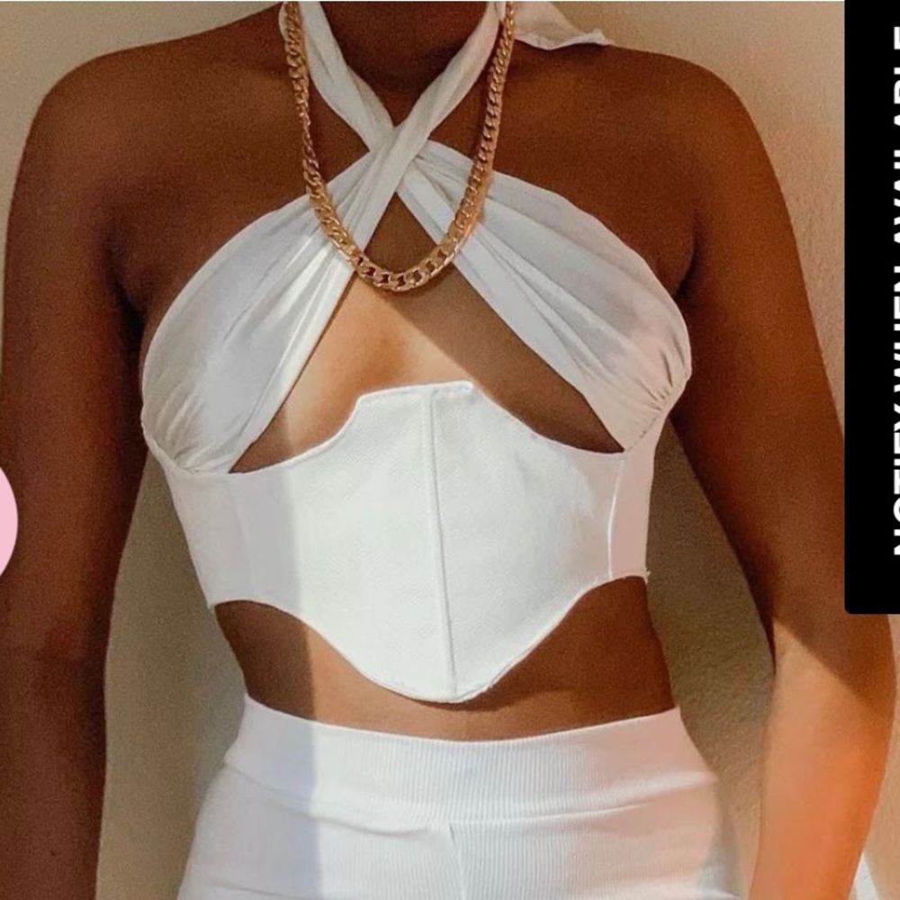 White cross crop top